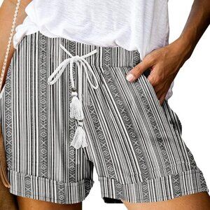 Queens Plus Shorts, Black and White with black drawstring.  Size XL
